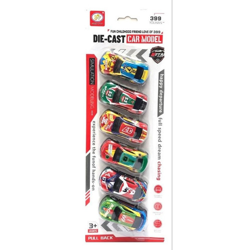ست ۶ عددی ماشین فلزی اسباببازی مدل Die-cast با طراحی متنوع و رنگارنگ، مناسب بازی کودکانه وطراحی متنوع
