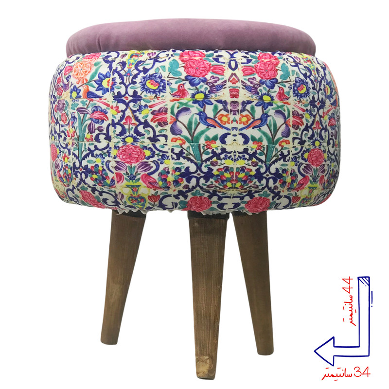 پاف مراکشی پارچه‌ای با طرح‌های سنتی و رنگ‌های متنوع، مناسب دکوراسیون نشیمن، اتاق خواب یا محیط هنری